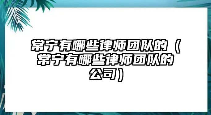 常寧有哪些律師團隊的（常寧有哪些律師團隊的公司）