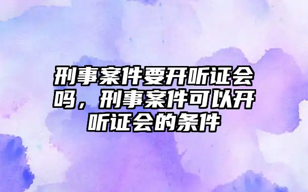 刑事案件要開聽證會嗎，刑事案件可以開聽證會的條件