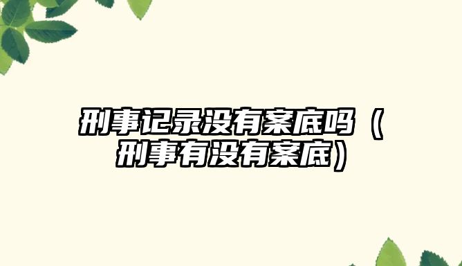 刑事記錄沒有案底嗎（刑事有沒有案底）