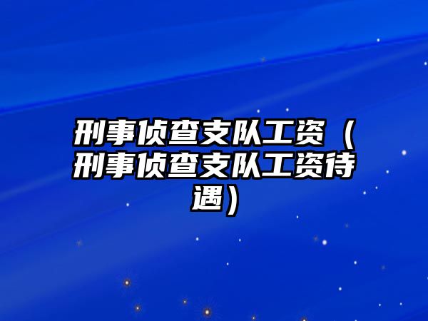 刑事偵查支隊工資（刑事偵查支隊工資待遇）