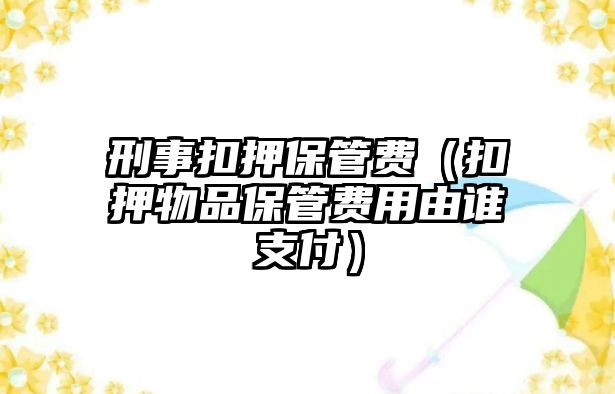 刑事扣押保管費(fèi)（扣押物品保管費(fèi)用由誰(shuí)支付）