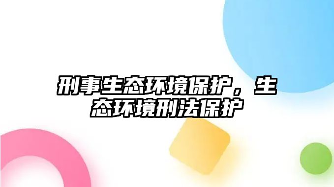 刑事生態環境保護，生態環境刑法保護