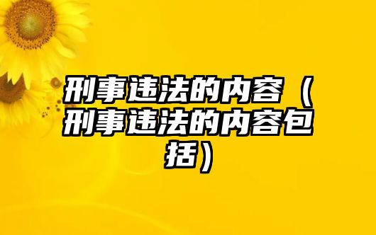 刑事違法的內容（刑事違法的內容包括）