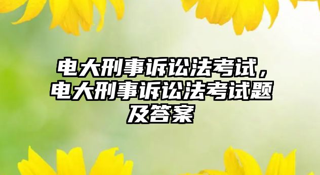 電大刑事訴訟法考試，電大刑事訴訟法考試題及答案