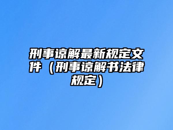 刑事諒解最新規定文件（刑事諒解書法律規定）