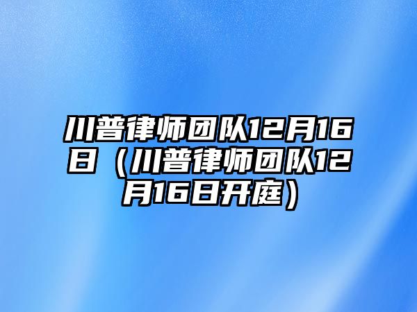 川普律師團隊12月16日（川普律師團隊12月16日開庭）