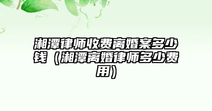 湘潭律師收費離婚案多少錢（湘潭離婚律師多少費用）