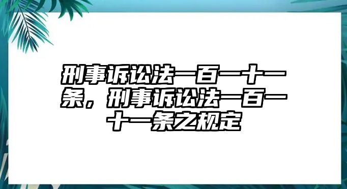 刑事訴訟法一百一十一條，刑事訴訟法一百一十一條之規(guī)定