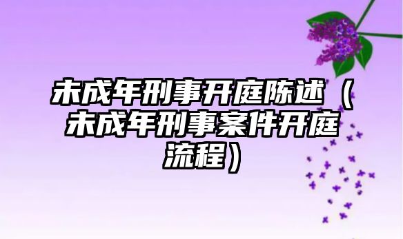 未成年刑事開庭陳述（未成年刑事案件開庭流程）