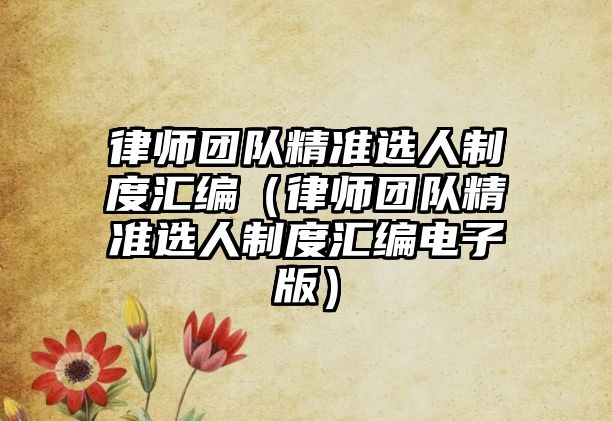 律師團隊精準選人制度匯編（律師團隊精準選人制度匯編電子版）