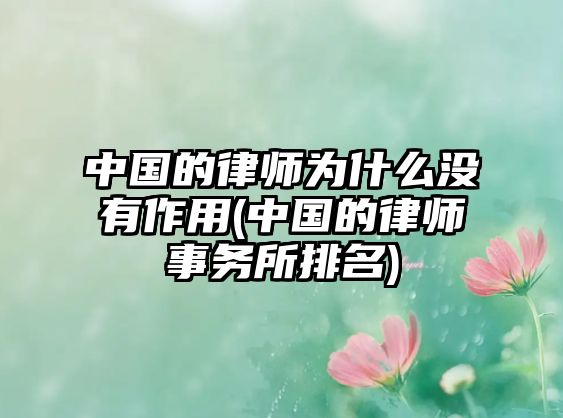 中國的律師為什么沒有作用(中國的律師事務所排名)