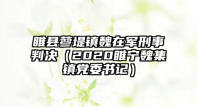 睢縣蓼堤鎮魏在軍刑事判決（2020睢寧魏集鎮黨委書記）