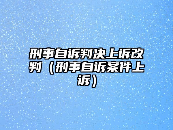 刑事自訴判決上訴改判（刑事自訴案件上訴）