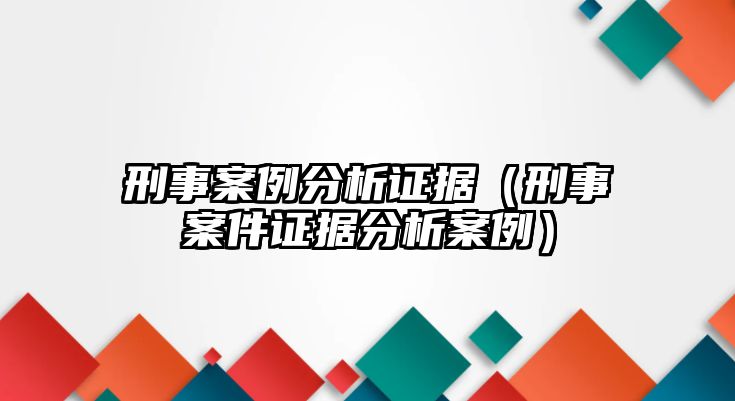 刑事案例分析證據（刑事案件證據分析案例）