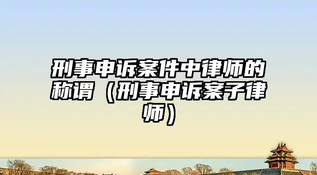 刑事申訴案件中律師的稱謂（刑事申訴案子律師）