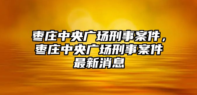 棗莊中央廣場(chǎng)刑事案件，棗莊中央廣場(chǎng)刑事案件最新消息