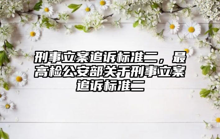 刑事立案追訴標(biāo)準(zhǔn)二，最高檢公安部關(guān)于刑事立案追訴標(biāo)準(zhǔn)二