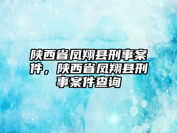 陜西省鳳翔縣刑事案件，陜西省鳳翔縣刑事案件查詢