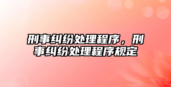 刑事糾紛處理程序，刑事糾紛處理程序規定