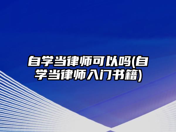 自學當律師可以嗎(自學當律師入門書籍)