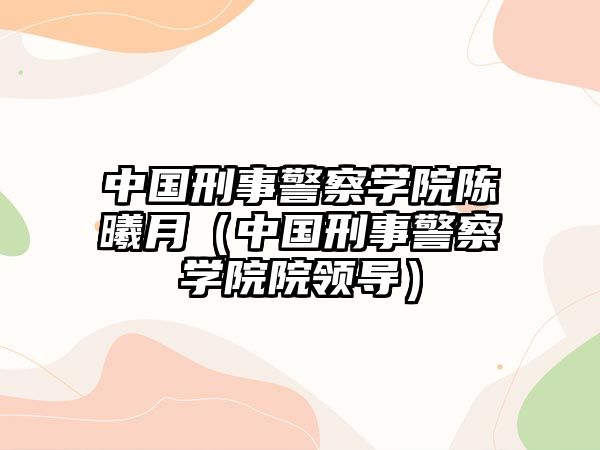 中國刑事警察學院陳曦月（中國刑事警察學院院領導）