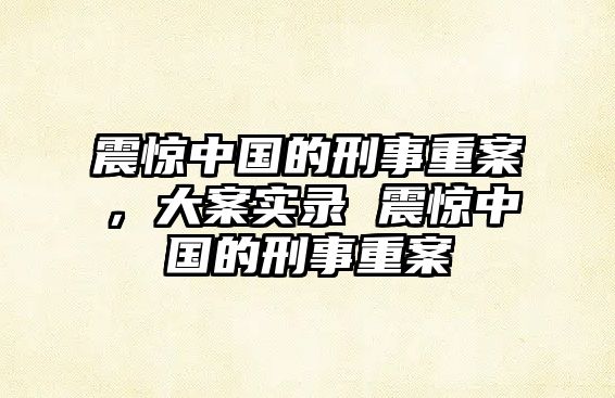 震驚中國的刑事重案，大案實錄 震驚中國的刑事重案