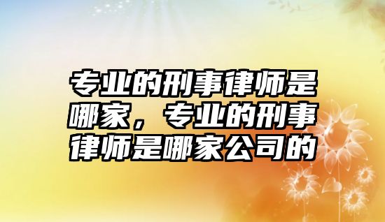 專業的刑事律師是哪家，專業的刑事律師是哪家公司的