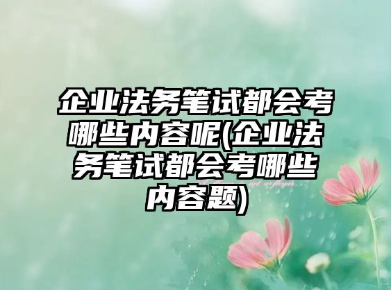 企業(yè)法務(wù)筆試都會(huì)考哪些內(nèi)容呢(企業(yè)法務(wù)筆試都會(huì)考哪些內(nèi)容題)