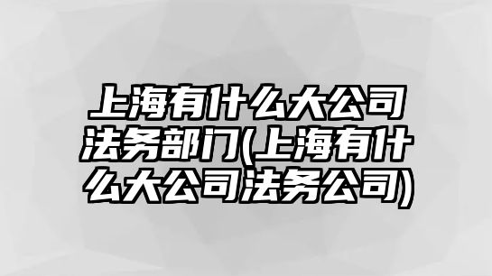 上海有什么大公司法務部門(上海有什么大公司法務公司)