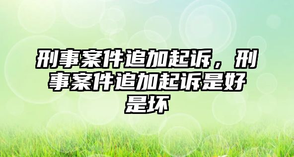 刑事案件追加起訴，刑事案件追加起訴是好是壞