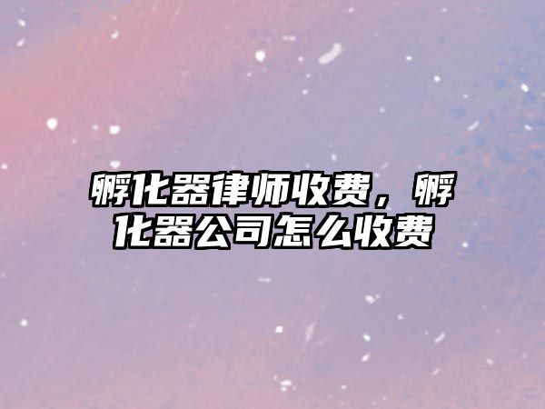 孵化器律師收費，孵化器公司怎么收費