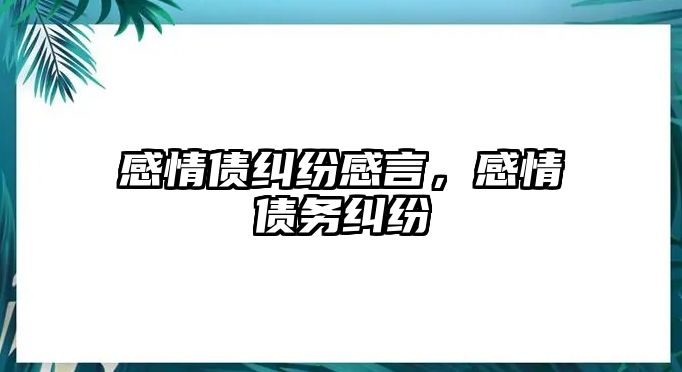 感情債糾紛感言，感情債務(wù)糾紛