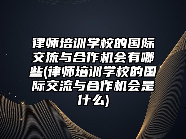 律師培訓學校的國際交流與合作機會有哪些(律師培訓學校的國際交流與合作機會是什么)