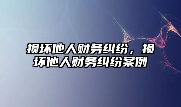 損壞他人財務糾紛，損壞他人財務糾紛案例