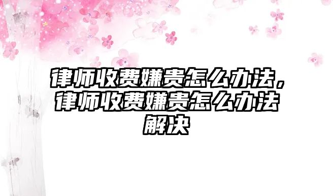 律師收費(fèi)嫌貴怎么辦法，律師收費(fèi)嫌貴怎么辦法解決