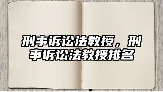 刑事訴訟法教授，刑事訴訟法教授排名