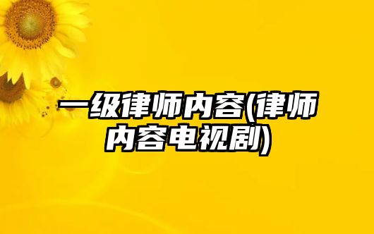 一級律師內容(律師內容電視劇)