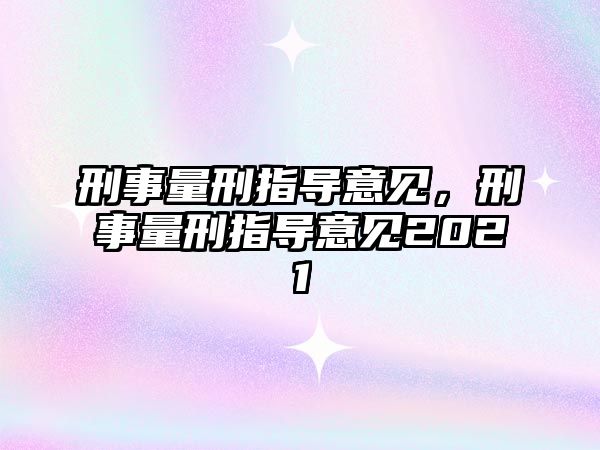 刑事量刑指導(dǎo)意見，刑事量刑指導(dǎo)意見2021