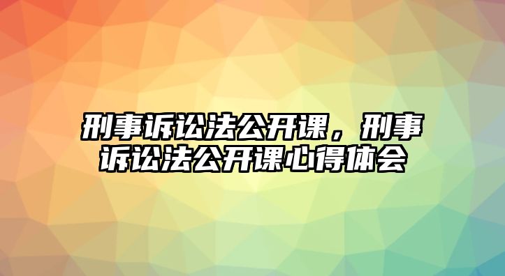 刑事訴訟法公開課，刑事訴訟法公開課心得體會