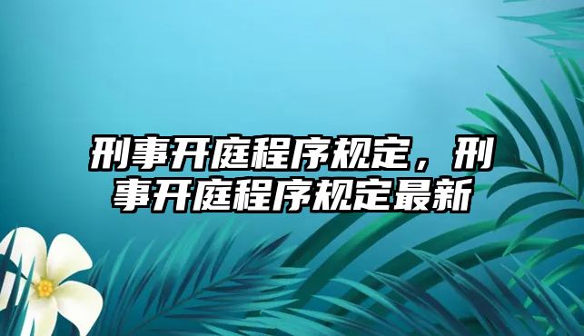 刑事開庭程序規定，刑事開庭程序規定最新