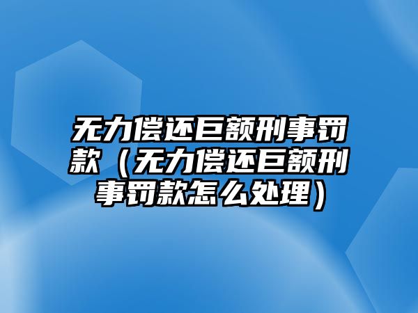 無力償還巨額刑事罰款（無力償還巨額刑事罰款怎么處理）