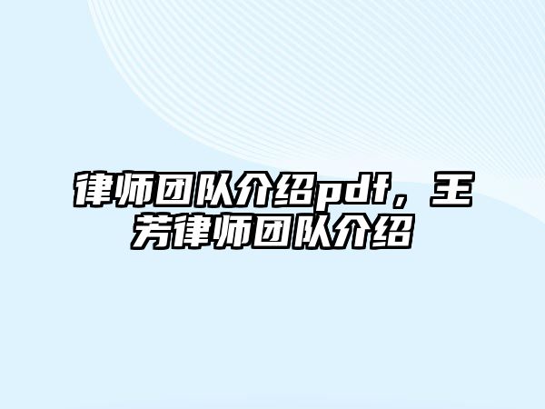 律師團隊介紹pdf，王芳律師團隊介紹