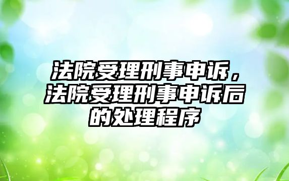 法院受理刑事申訴，法院受理刑事申訴后的處理程序