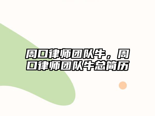 周口律師團(tuán)隊(duì)牛，周口律師團(tuán)隊(duì)牛總簡(jiǎn)歷