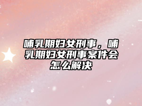 哺乳期婦女刑事，哺乳期婦女刑事案件會怎么解決