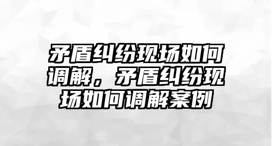 矛盾糾紛現場如何調解，矛盾糾紛現場如何調解案例