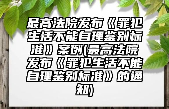 最高法院發(fā)布《罪犯生活不能自理鑒別標(biāo)準(zhǔn)》案例(最高法院發(fā)布《罪犯生活不能自理鑒別標(biāo)準(zhǔn)》的通知)