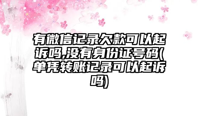 有微信記錄欠款可以起訴嗎,沒有身份證號碼(單憑轉賬記錄可以起訴嗎)