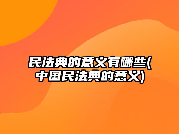 民法典的意義有哪些(中國民法典的意義)