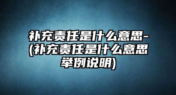 補充責任是什么意思-(補充責任是什么意思舉例說明)